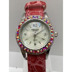 Ashley Quartz Womens Colorful Rhinestone Fashion Quartz Watch New Battery!